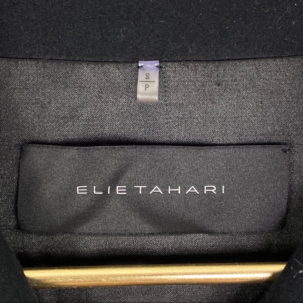 Elie Tahari Black Wool Knit Upper Coat Size Small - Picture 3 of 8